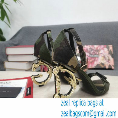 Dolce  &  Gabbana Heel 10.5cm Baroque DG Sandals in Camouflage Patchwork 2022